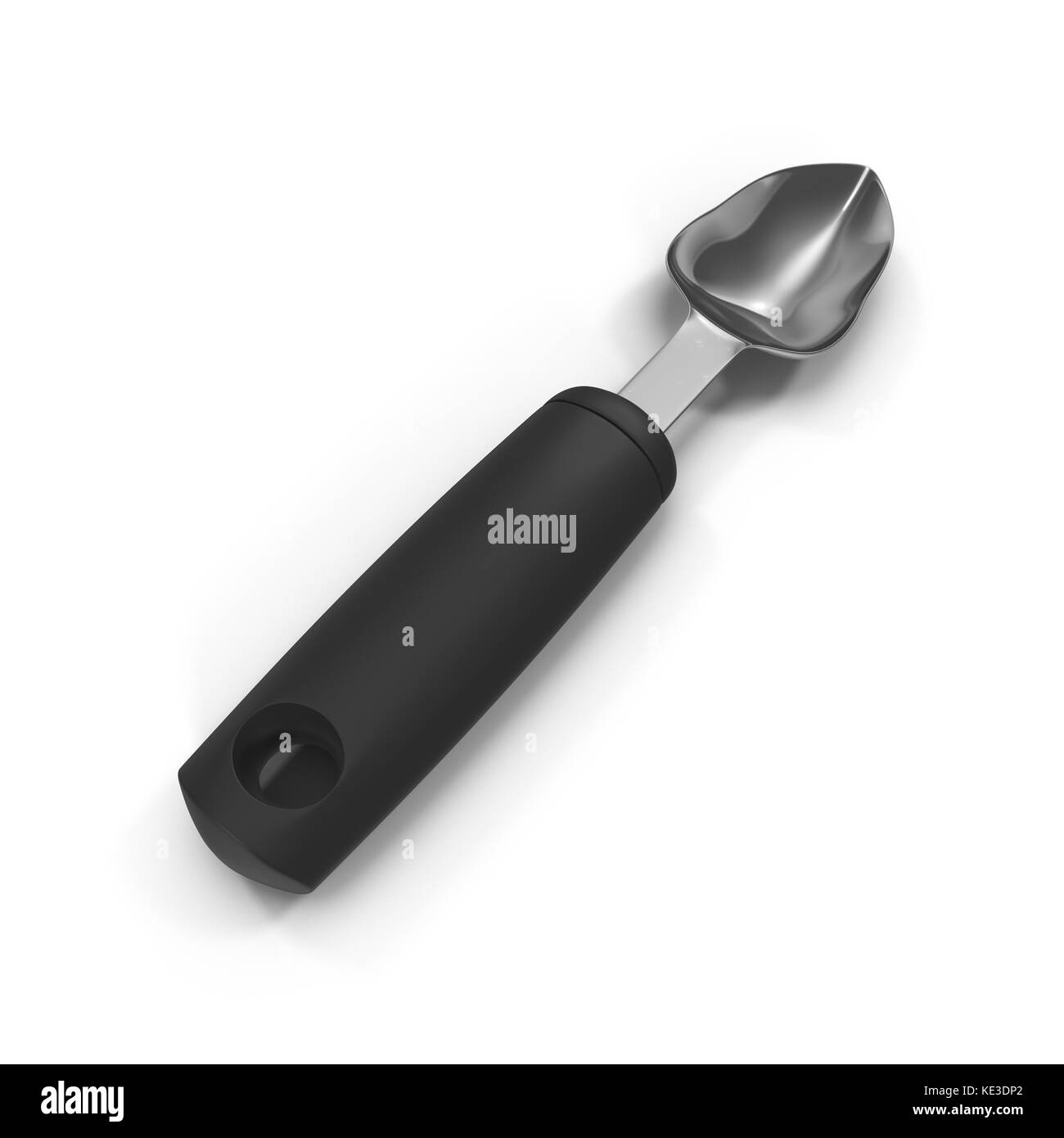 Ice cream scoop, spoon isolated on white. 3D illustration Stock Photo