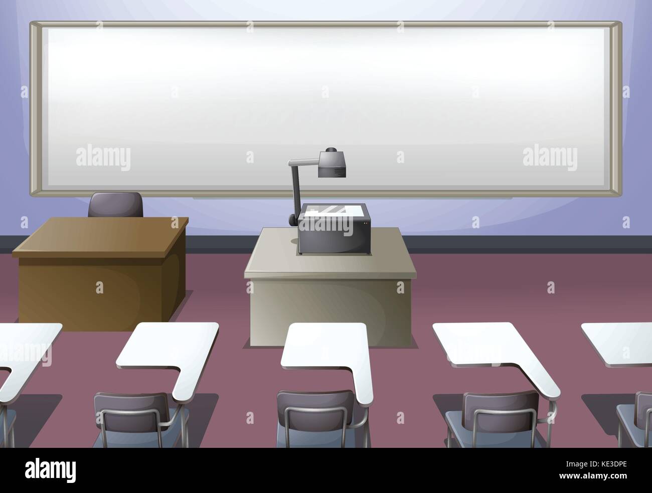 Classroom with projector and desks illustration Stock Vector Image ...