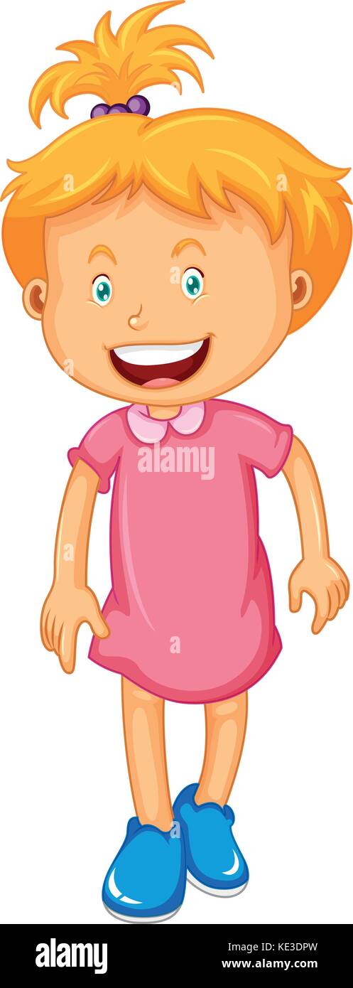 Little girl in pink dress illustration Stock Vector Image & Art - Alamy