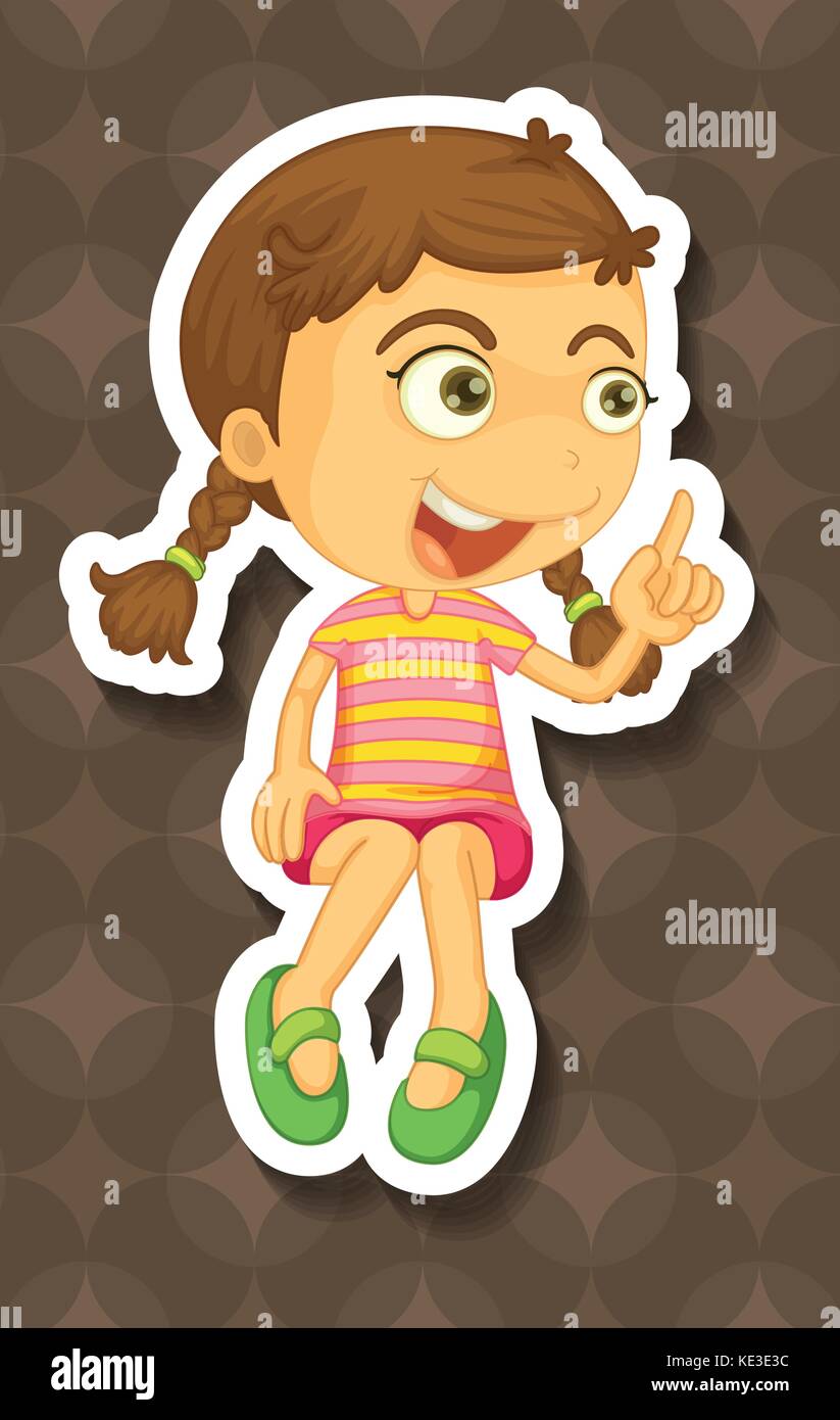 Little girl pointing her finger illustration Stock Vector Image & Art ...
