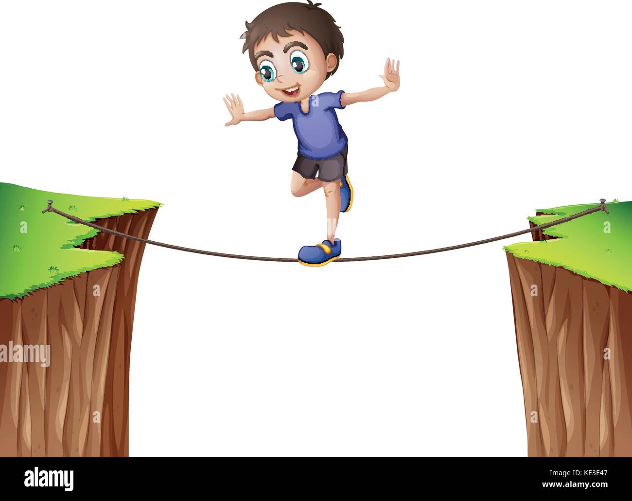Boy balancing on the rope illustration Stock Vector Image & Art Alamy