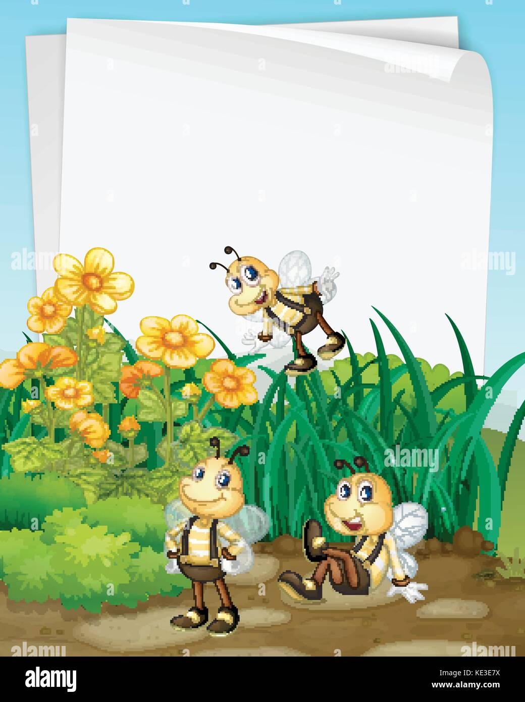 Paper design with bees in the garden illustration Stock Vector Image ...