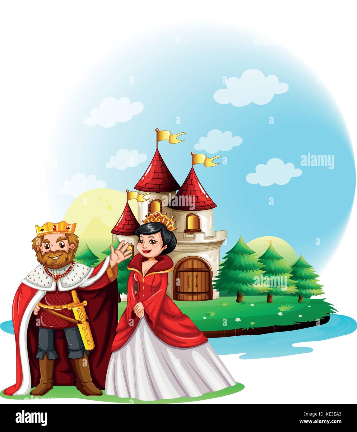 King and queen at the castle illustration Stock Vector Image & Art - Alamy