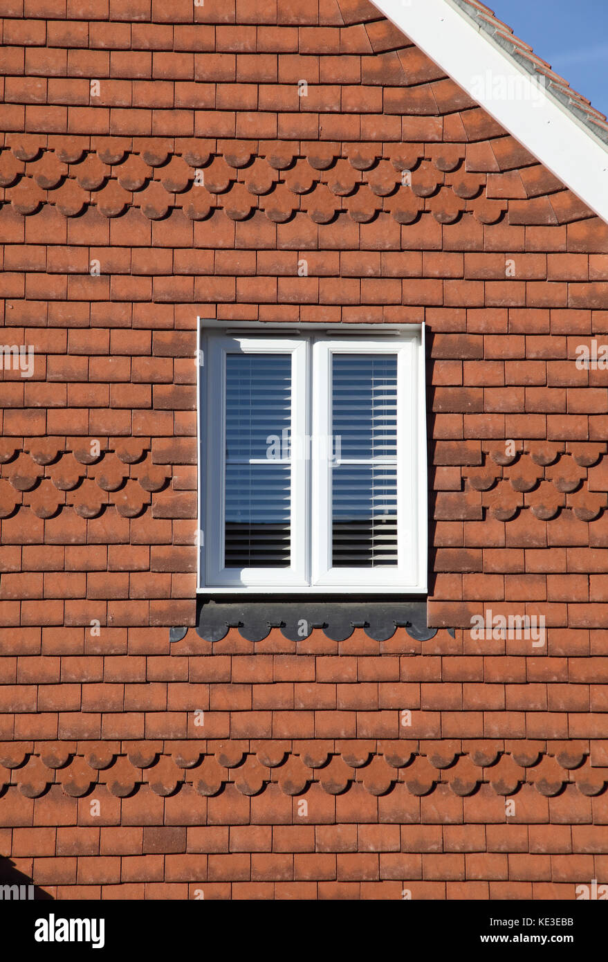 close up of traditional clay tiles on the exterior wall of a newly ...