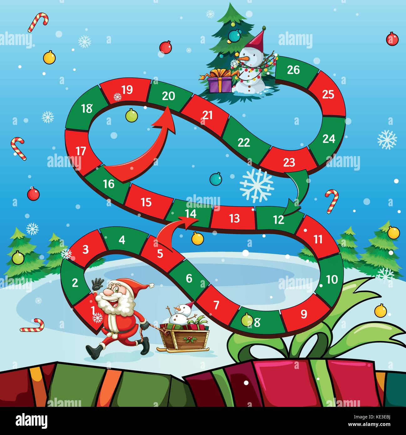 Game template with Santa and tree illustration Stock Vector Image & Art ...