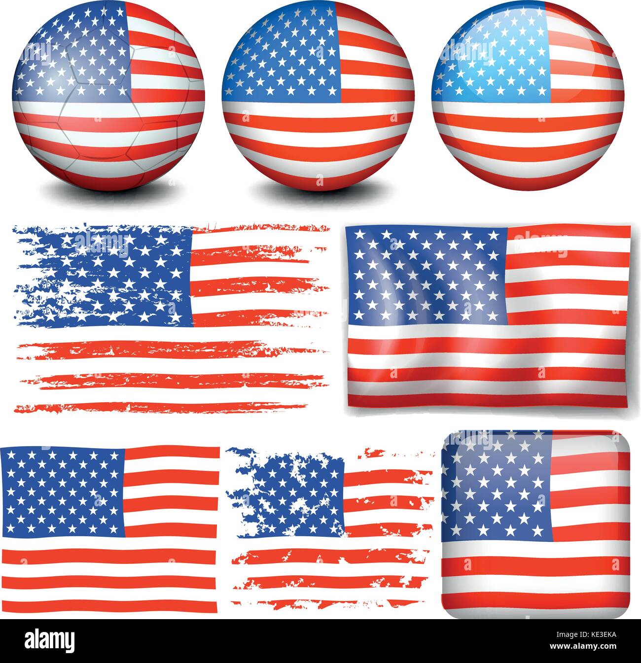 American flag in different designs illustration Stock Vector Image ...