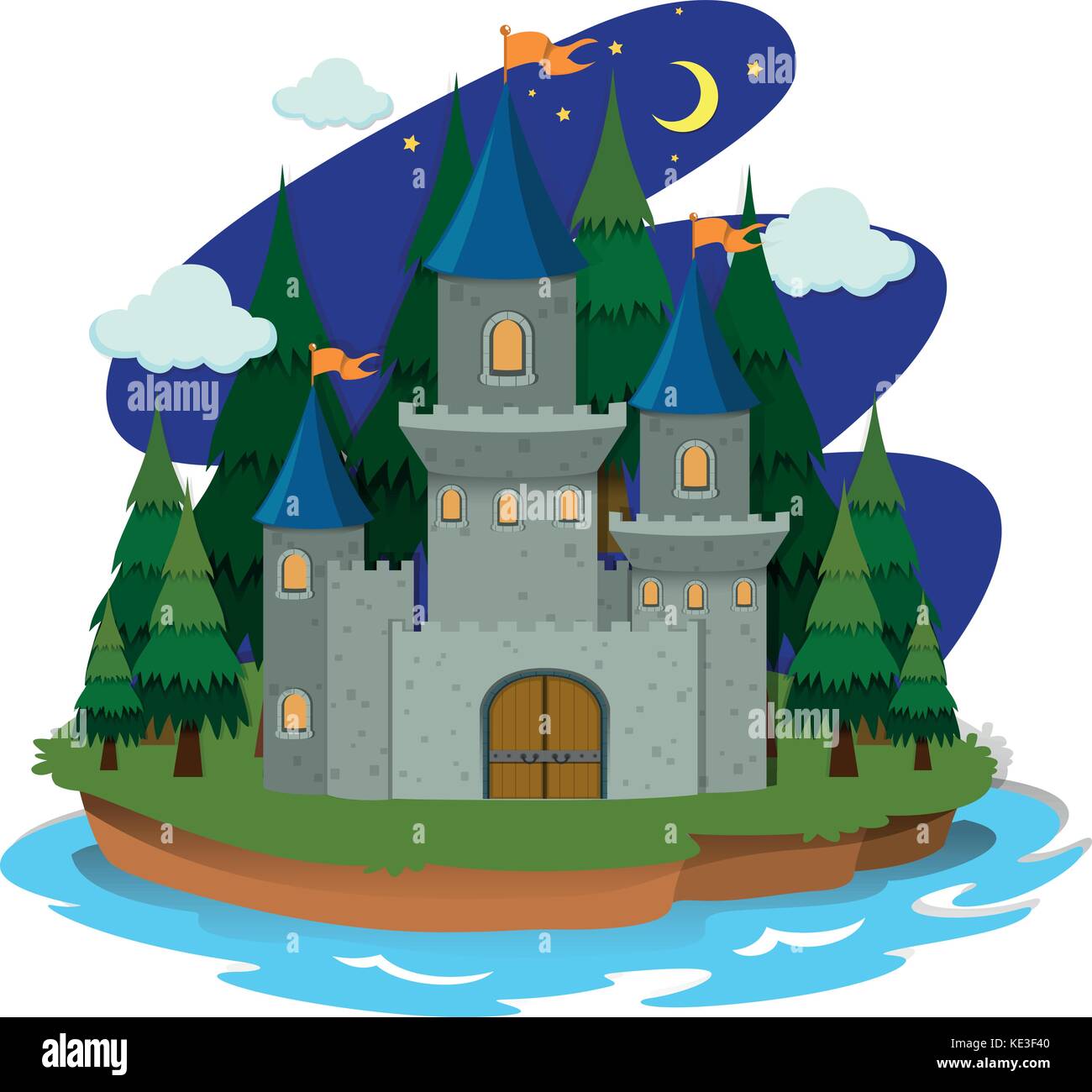 Castle on the island illustration Stock Vector Image & Art - Alamy