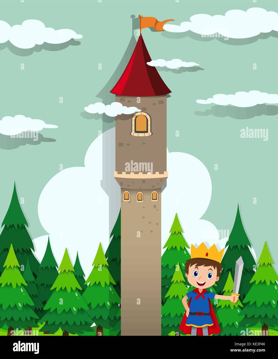 Prince and castle tower illustration Stock Vector Image & Art Alamy