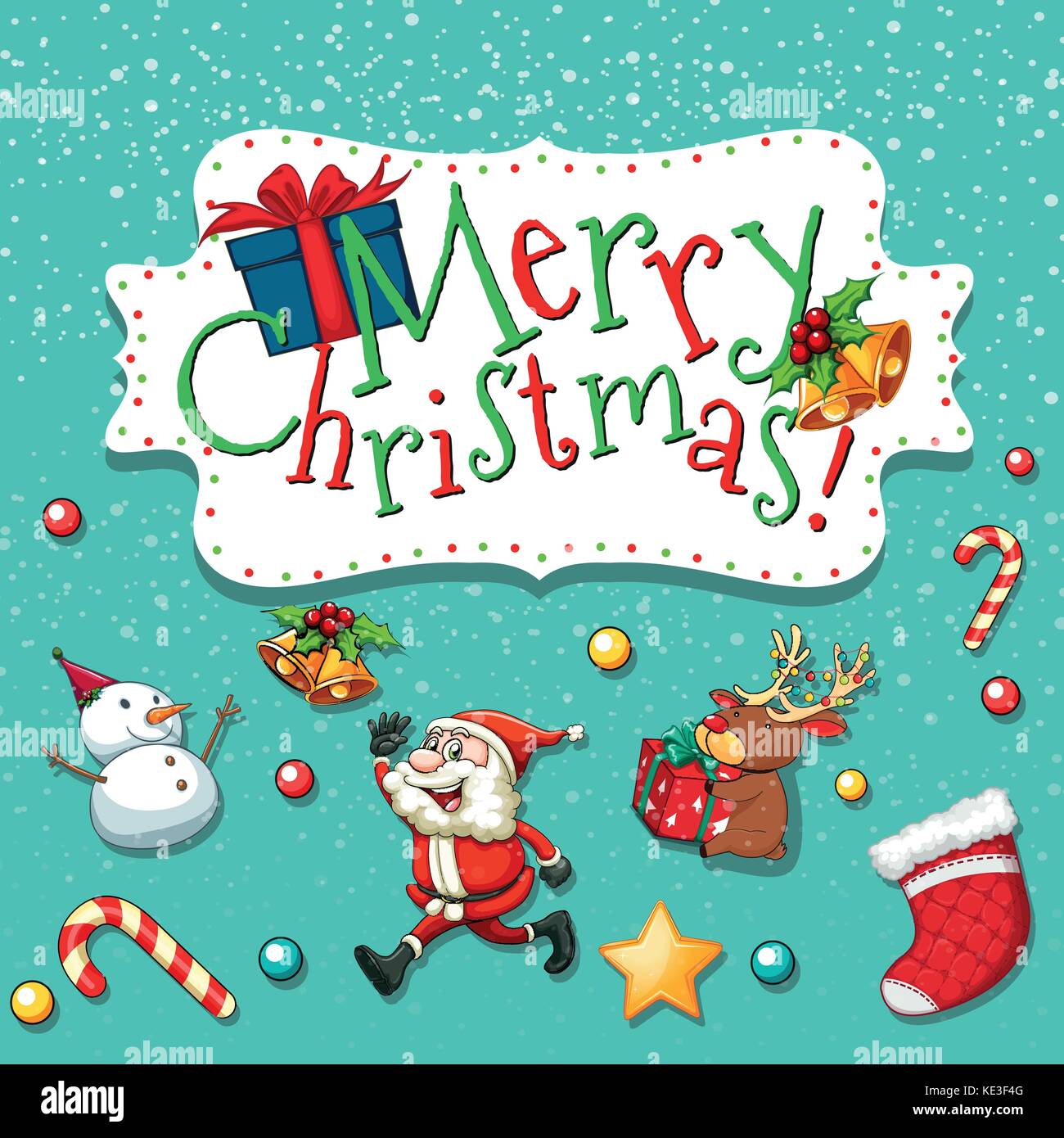 Christmas theme with santa and snowman illustration Stock Vector Image ...
