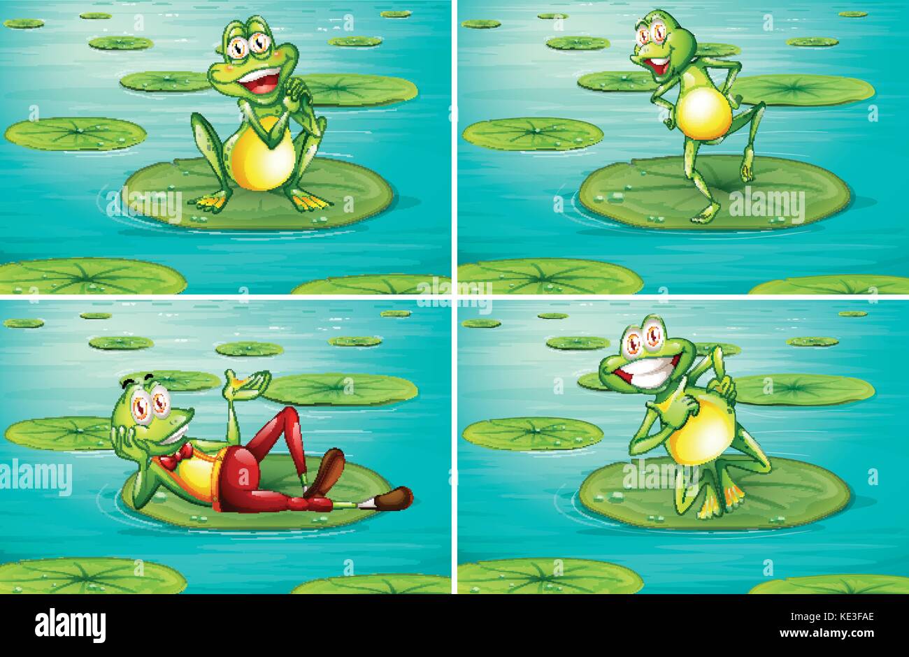 Scene with frogs on water lily illustration Stock Vector Image & Art ...