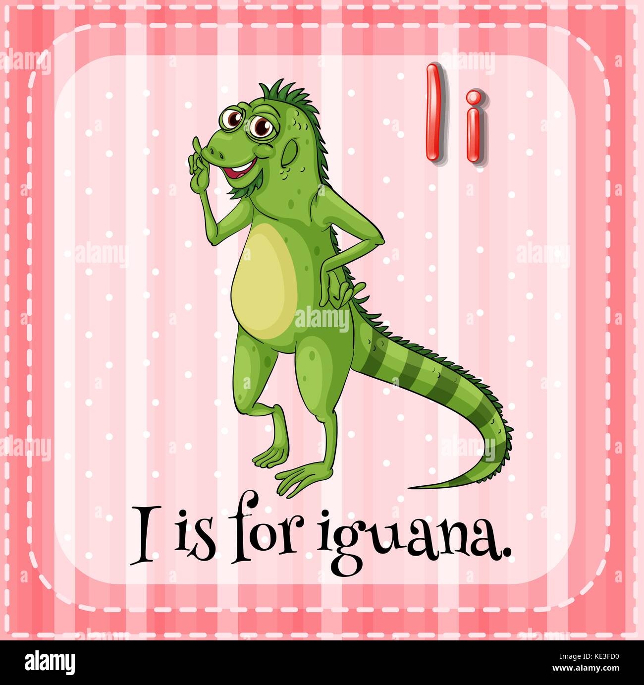 Letter I is for iguana illustration Stock Vector