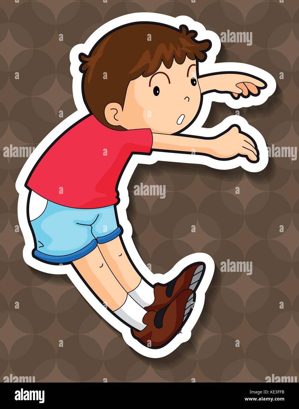 Little boy in red jumping illustration Stock Vector