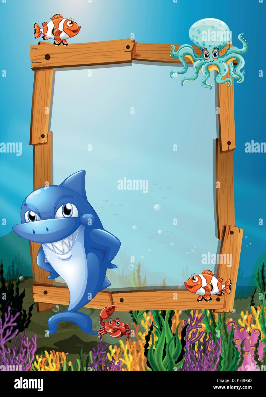 Frame design with fish underwater illustration Stock Vector Image & Art ...