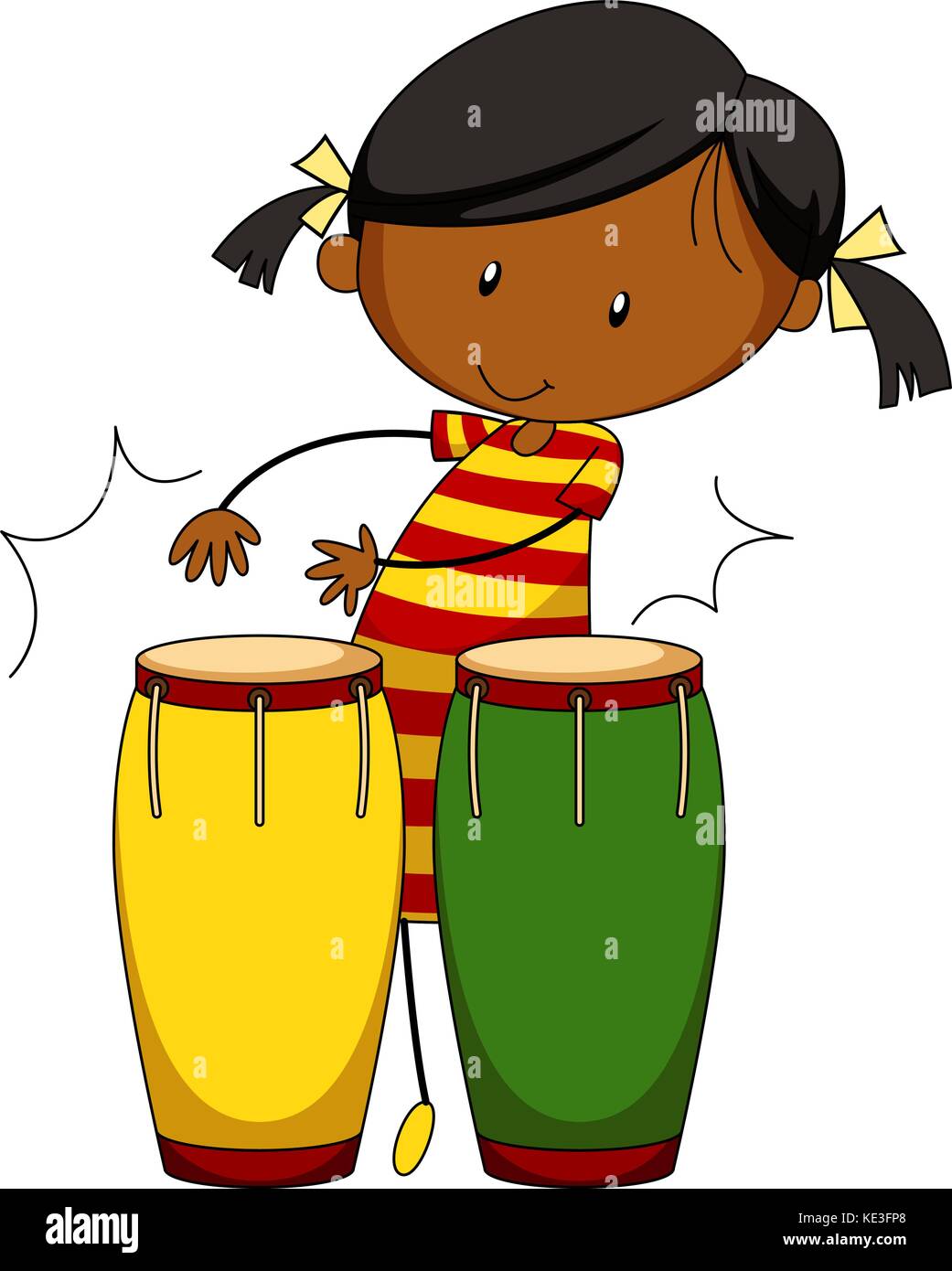 Little girl playing drums illustration Stock Vector Image & Art Alamy