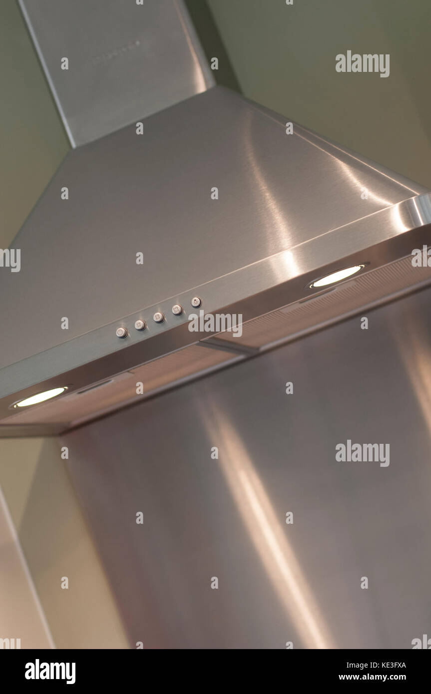 Stainless steel finish kitchen extractor Stock Photo