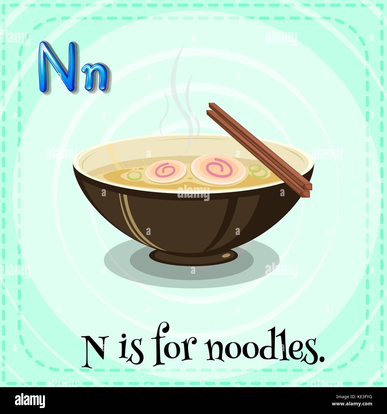 Flashcard letter N is for noodles illustration Stock Vector Image & Art
