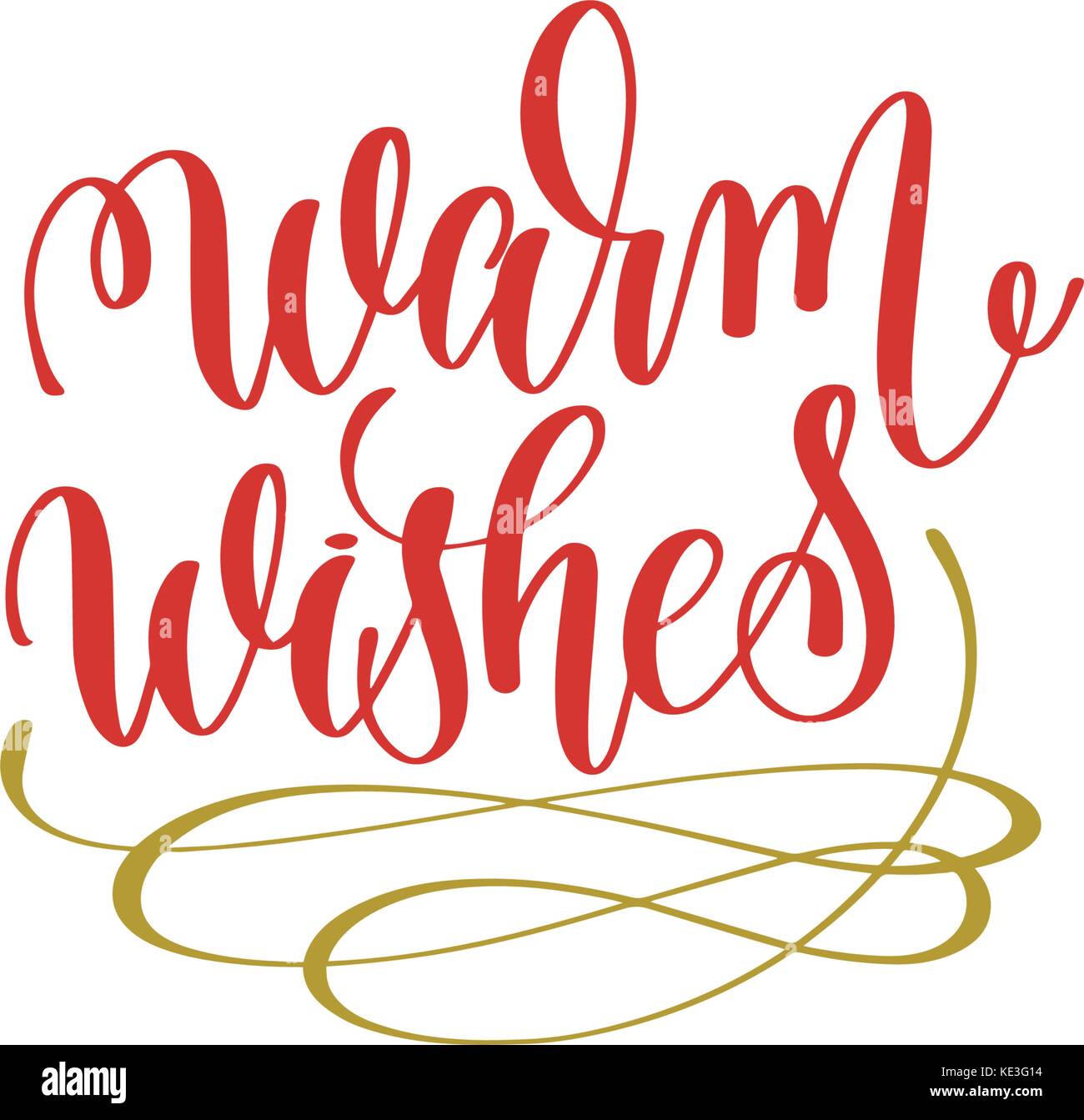 warm wishes hand lettering holiday red and gold inscription Stock ...