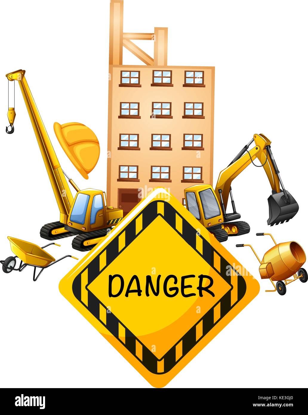 Sign design with construction equipments illustration Stock Vector ...