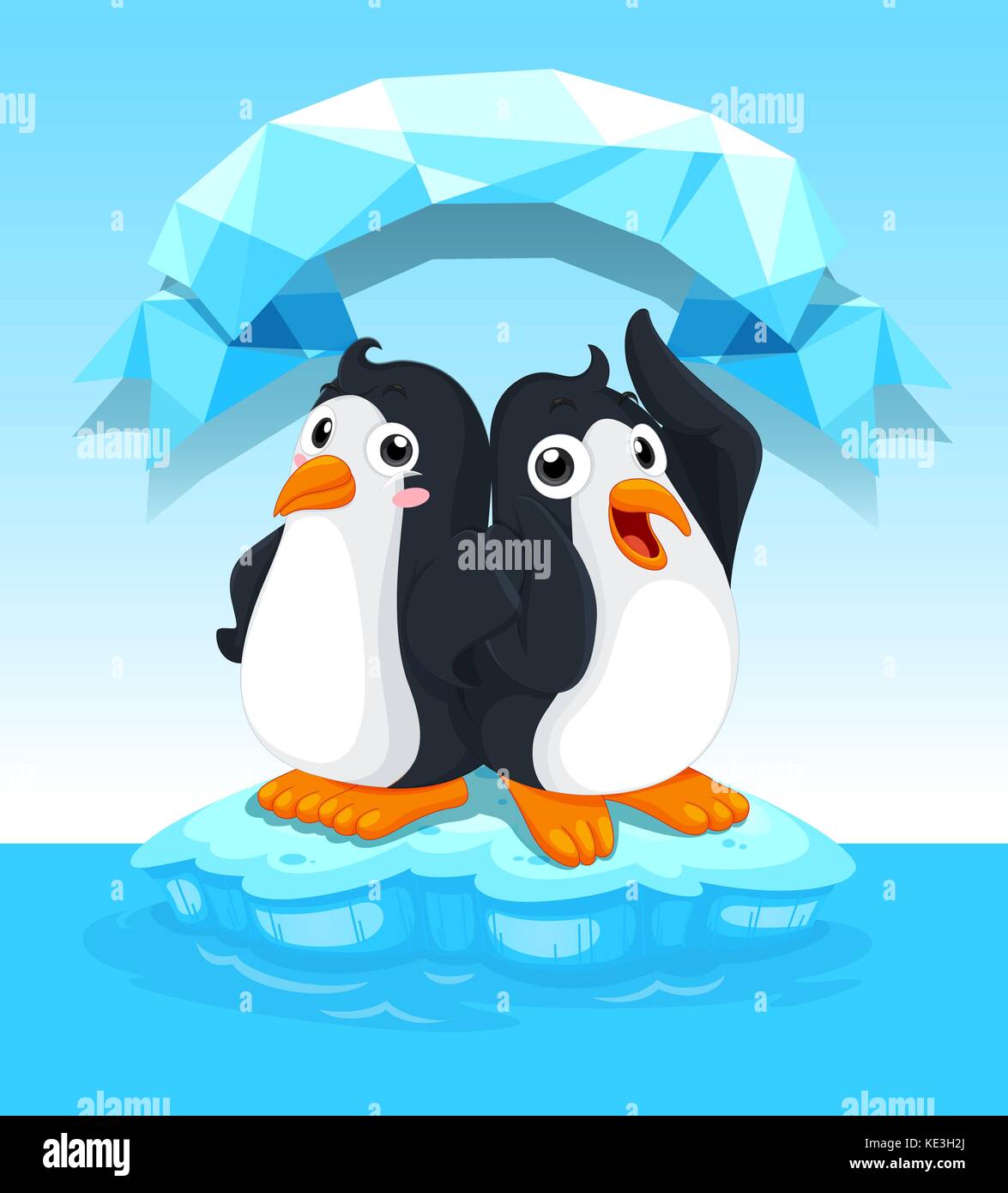 Cute penguins standing on ice illustration Stock Vector Image & Art - Alamy