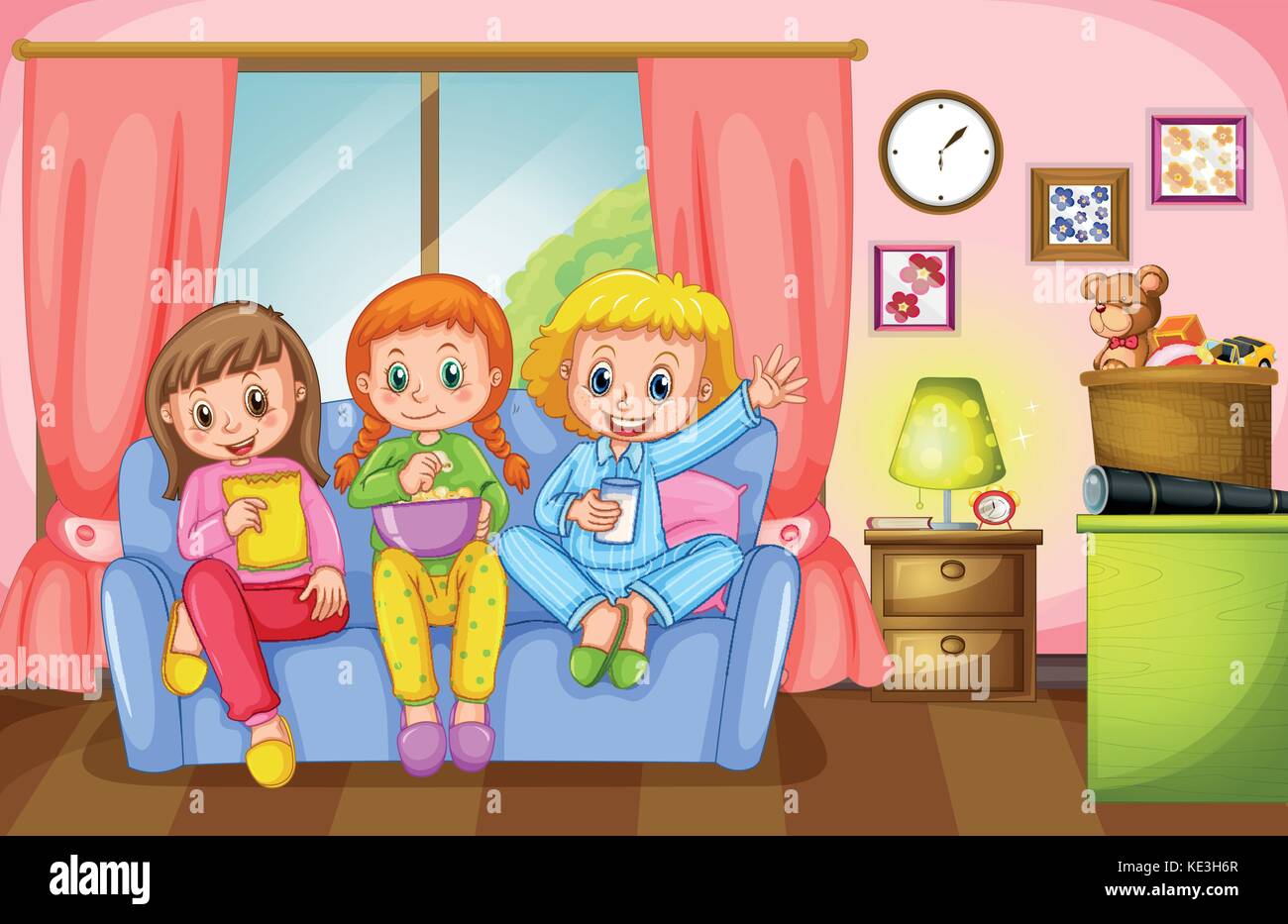 three-girls-sitting-on-sofa-at-home-illustration-stock-vector-image