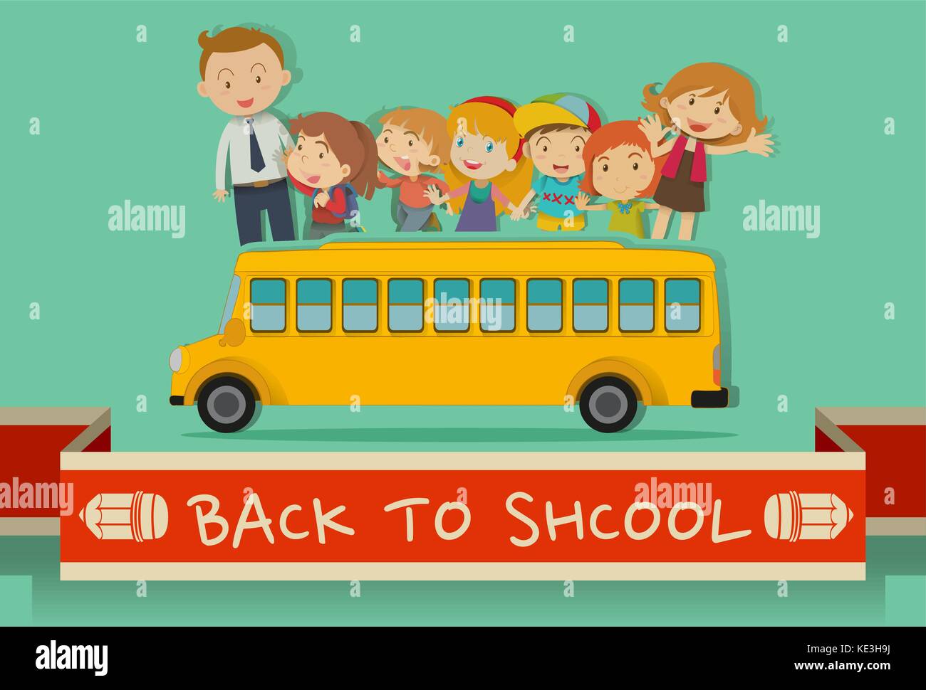 Back to school theme with teachers and kids illustration Stock Vector ...