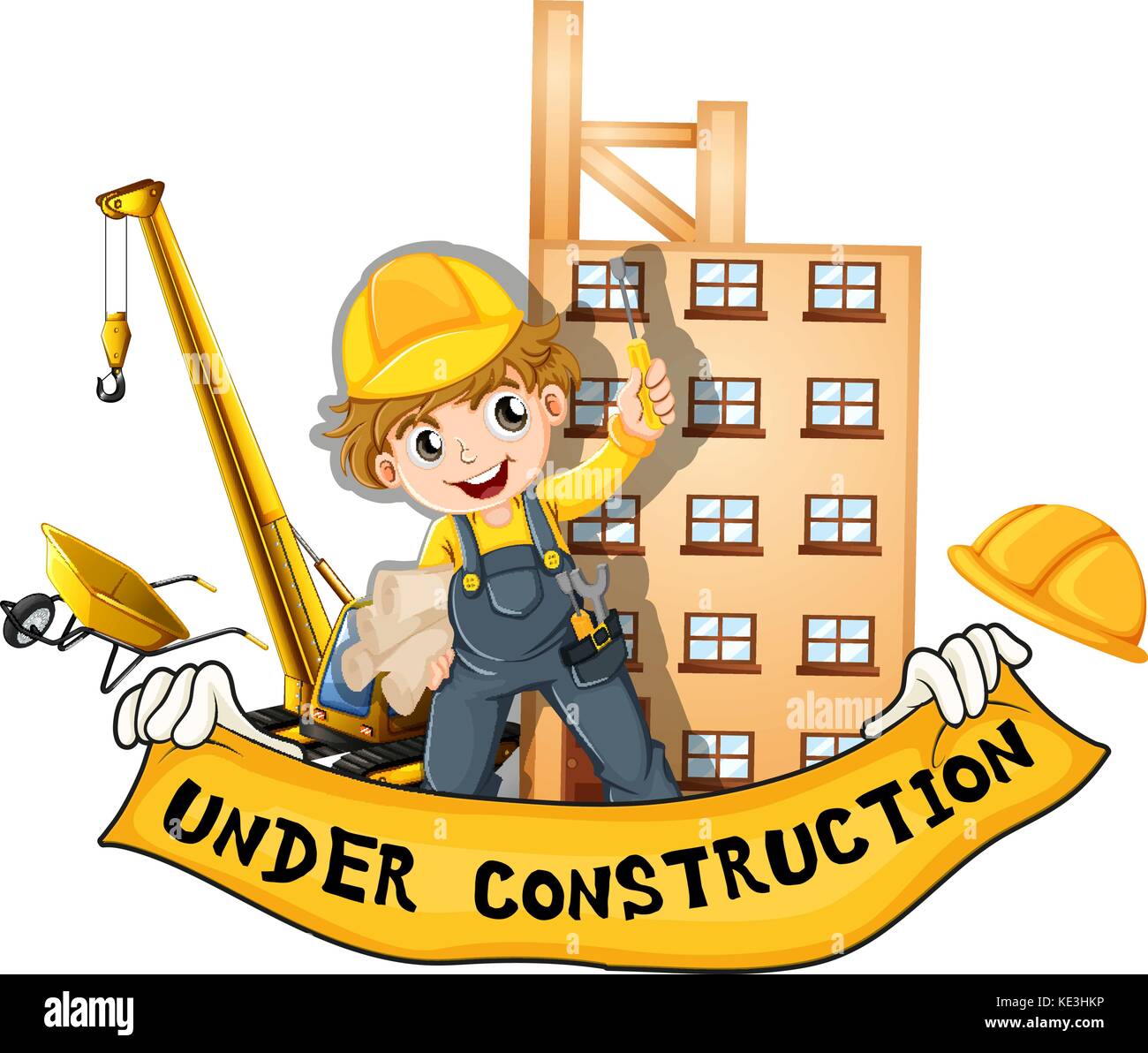 Worker working at the construction site illustration Stock Vector Image &  Art - Alamy