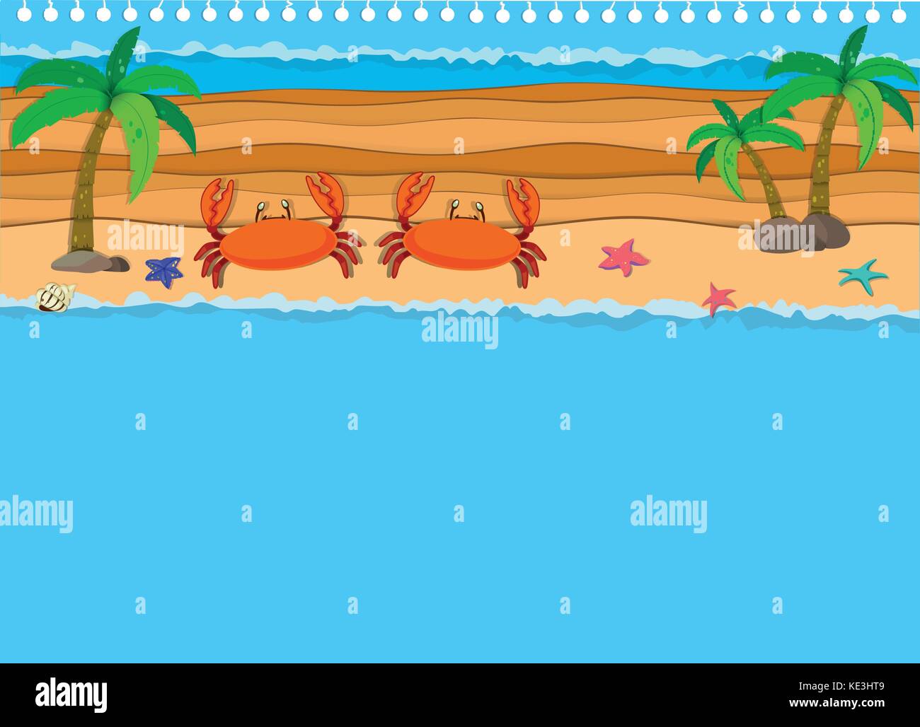 Border design with crabs on the beach illustration Stock Vector Image ...