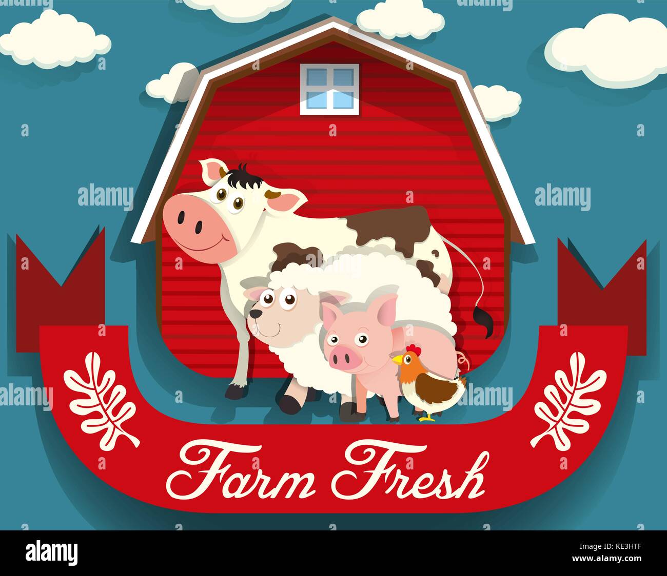 Farm animals living on farm illustration Stock Vector Image & Art - Alamy