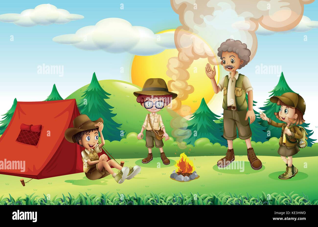 People camping in the field illustration Stock Vector Image & Art - Alamy