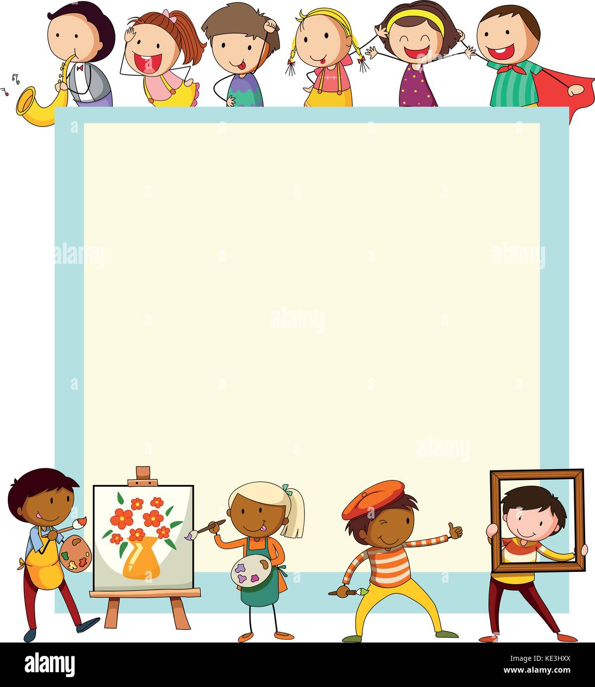 Paper design with children doing activities illustration Stock Vector ...