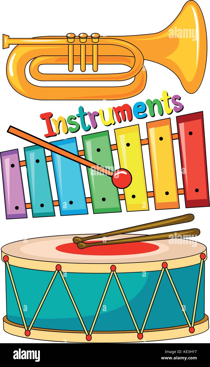 Different type of musical instrument illustration Stock Vector Image