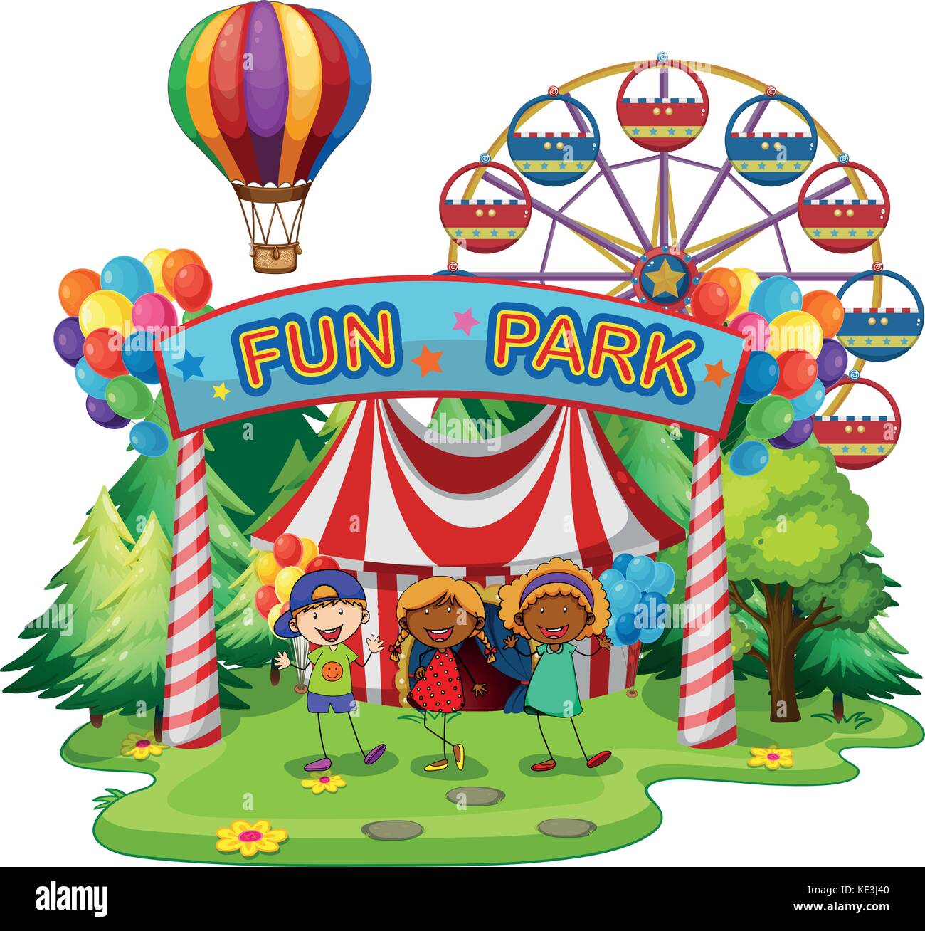 Kids at fun park illustration Stock Vector Image & Art Alamy