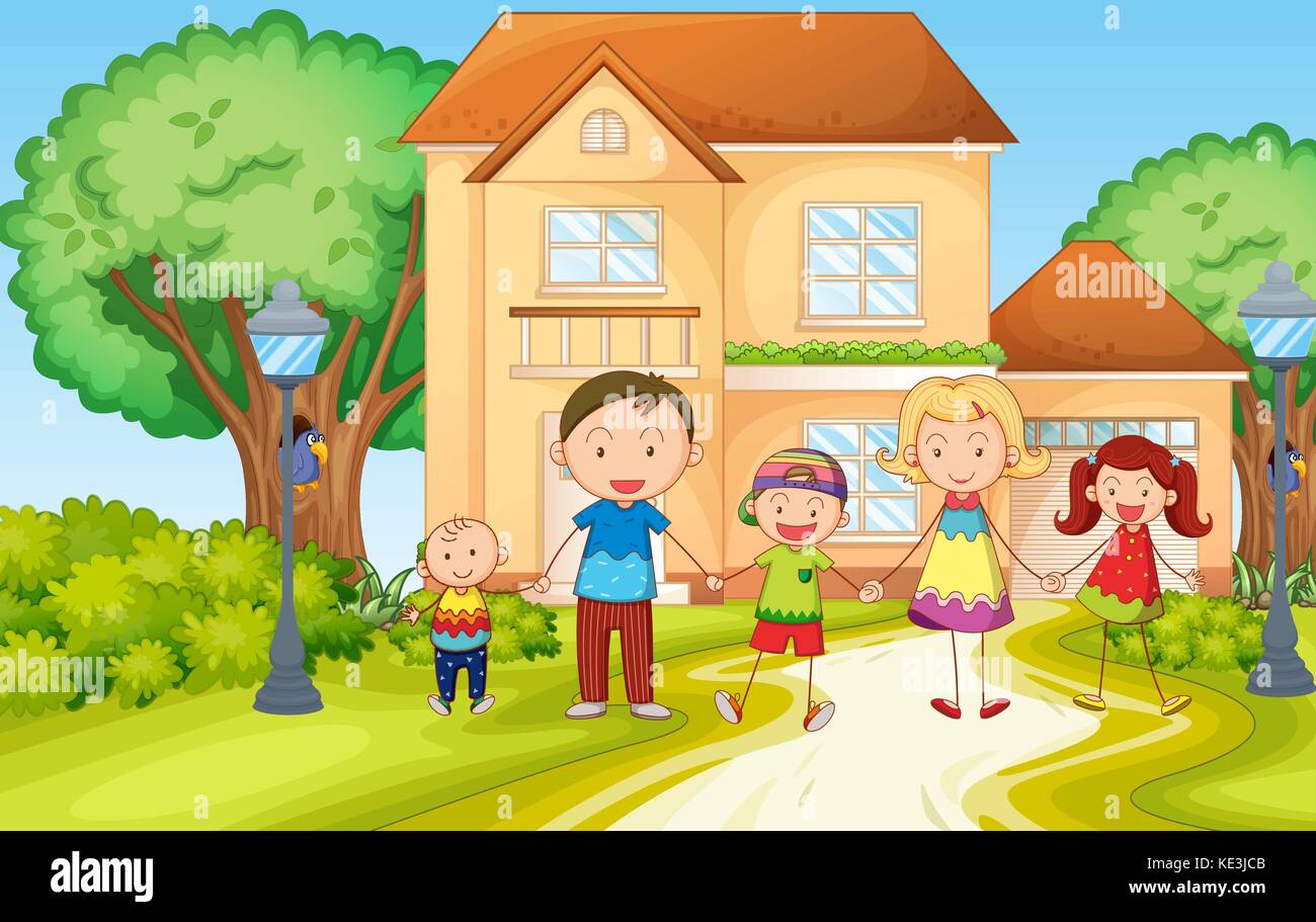 Family living in the house illustration Stock Vector Image \u0026 Art - Alamy, image size:1300x911