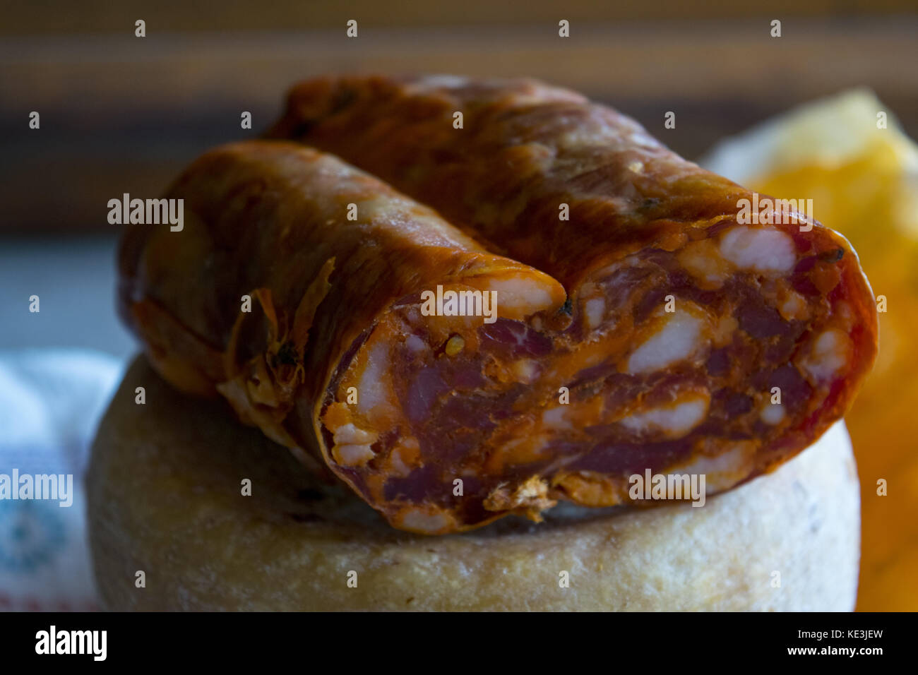 typical calabrese hot salami called soppressata Stock Photo Alamy