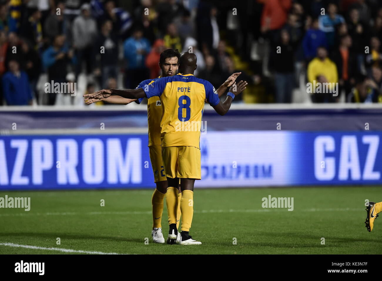 Nicosia, Cyprus. 17th Oct, 2017. Nicosia's Mickael Pote celebrates Stock Photo - Alamy