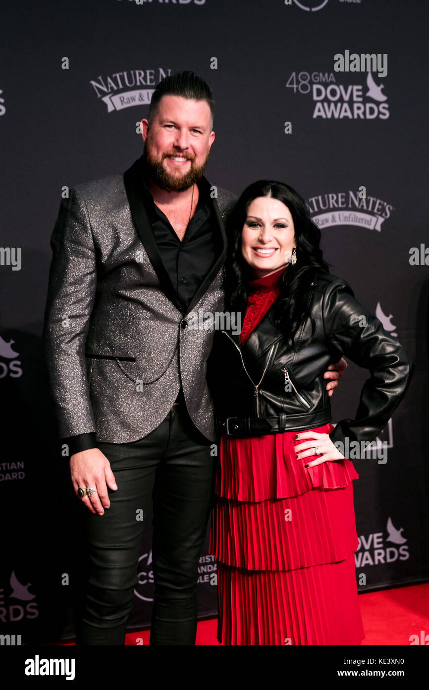 Nashville, Tennessee, USA. 17th Oct, 2017. Zach Williams and his wife Crystal on the red carpet