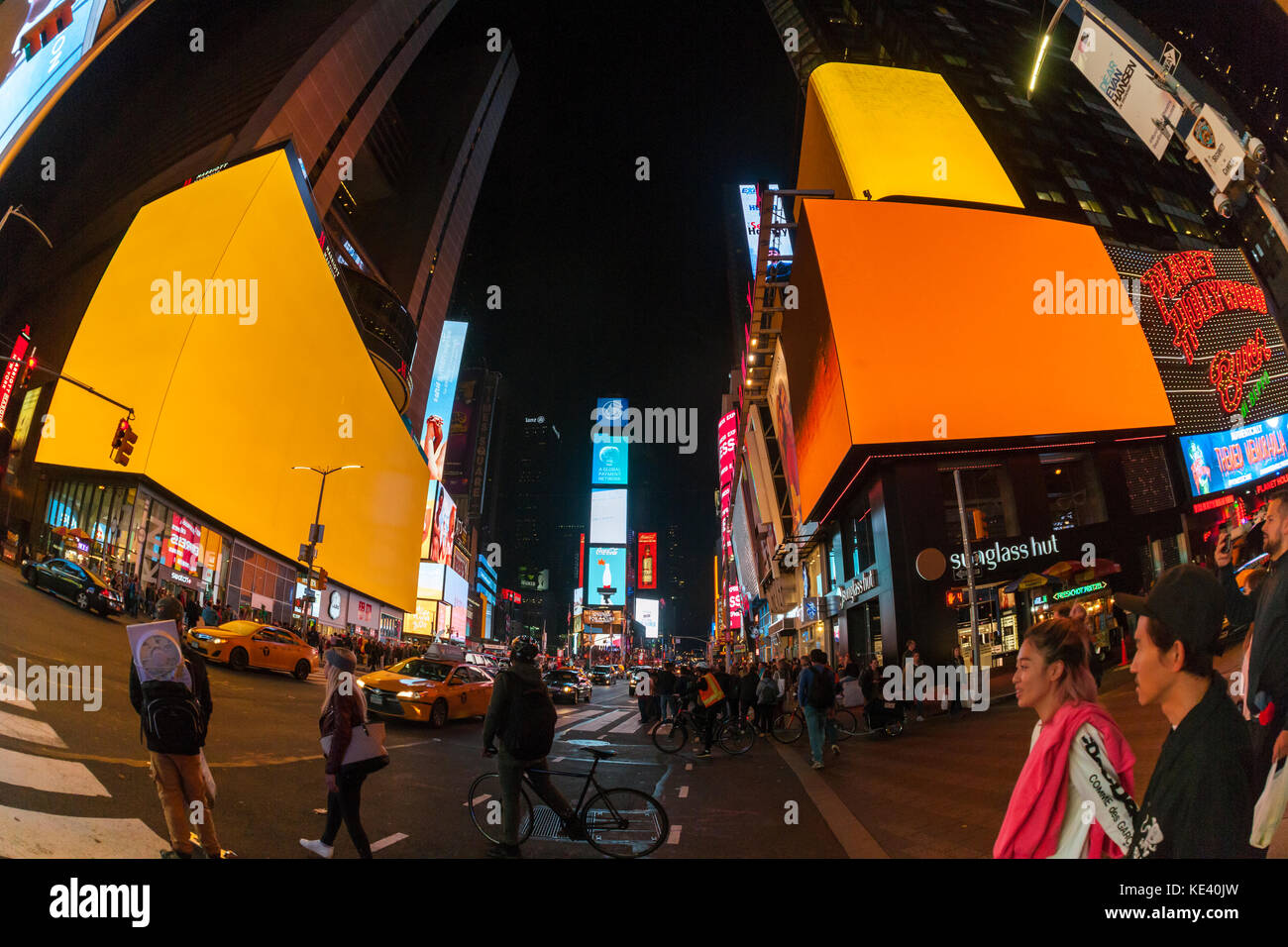 New York, USA. 18th Oct, 2017. Giant led screens in Times Square in New