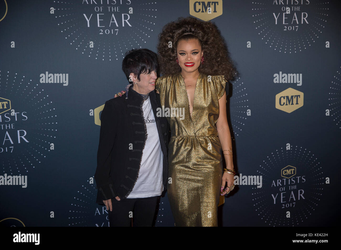 Nashville, Tenessee, USA. 18th Oct, 2017. NASHVILLE, TN - Dianne Warren and Andra Day arrive on the red carpet at the 2017 CMT Artists of the Year at the Schermerhorn Symphony Center in Nashville, TN. Credit: The Photo Access/Alamy Live News Stock Photo