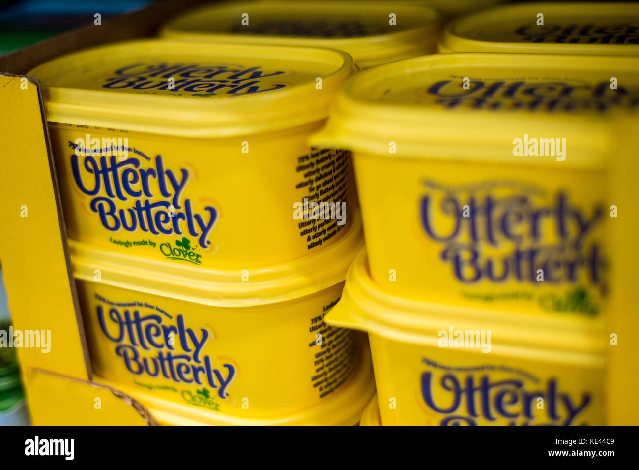 Philadelphia Cream Cheese stacked on the shelf in a UK Supermarket