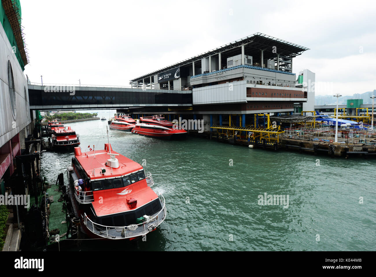 The Hong Kong - Macau Turbojet ferries docking at the station. Stock Photo