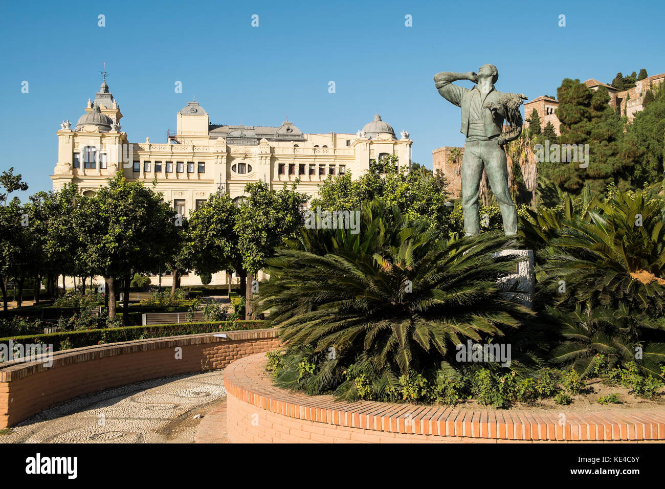 Jardines de Pedro Luis Alonso and the Town Hall. Málaga, Andalusia, Spain. Stock Photo