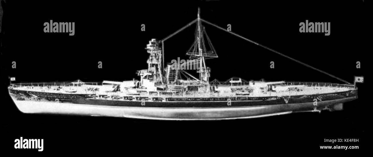Model of battleship Kaga port view   cleaned up Stock Photo