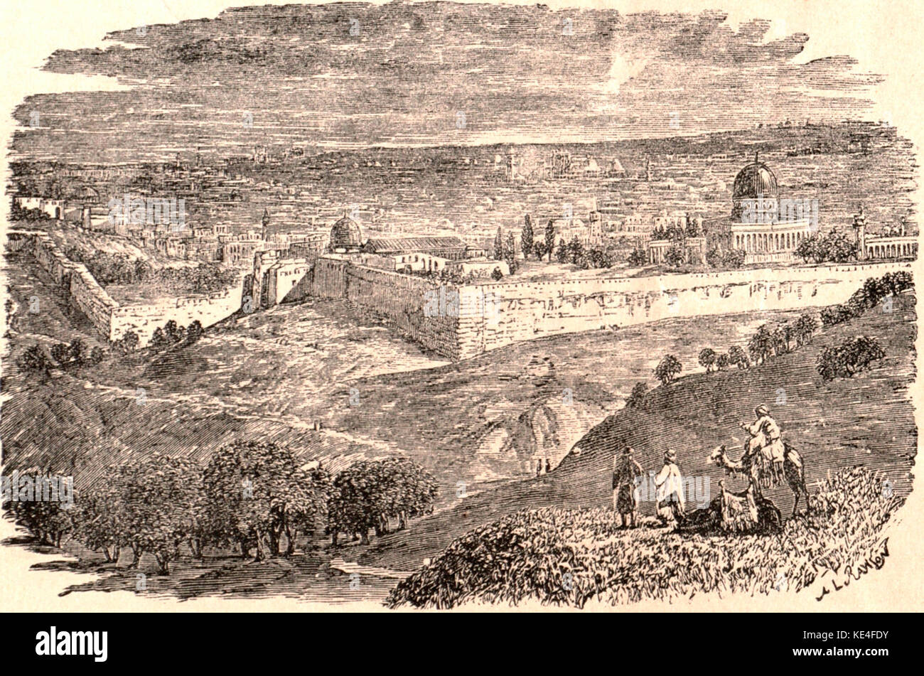View of Jerusalem. Rawson, A.L. Map of Palestine and all Bible lands. 1873 Stock Photo