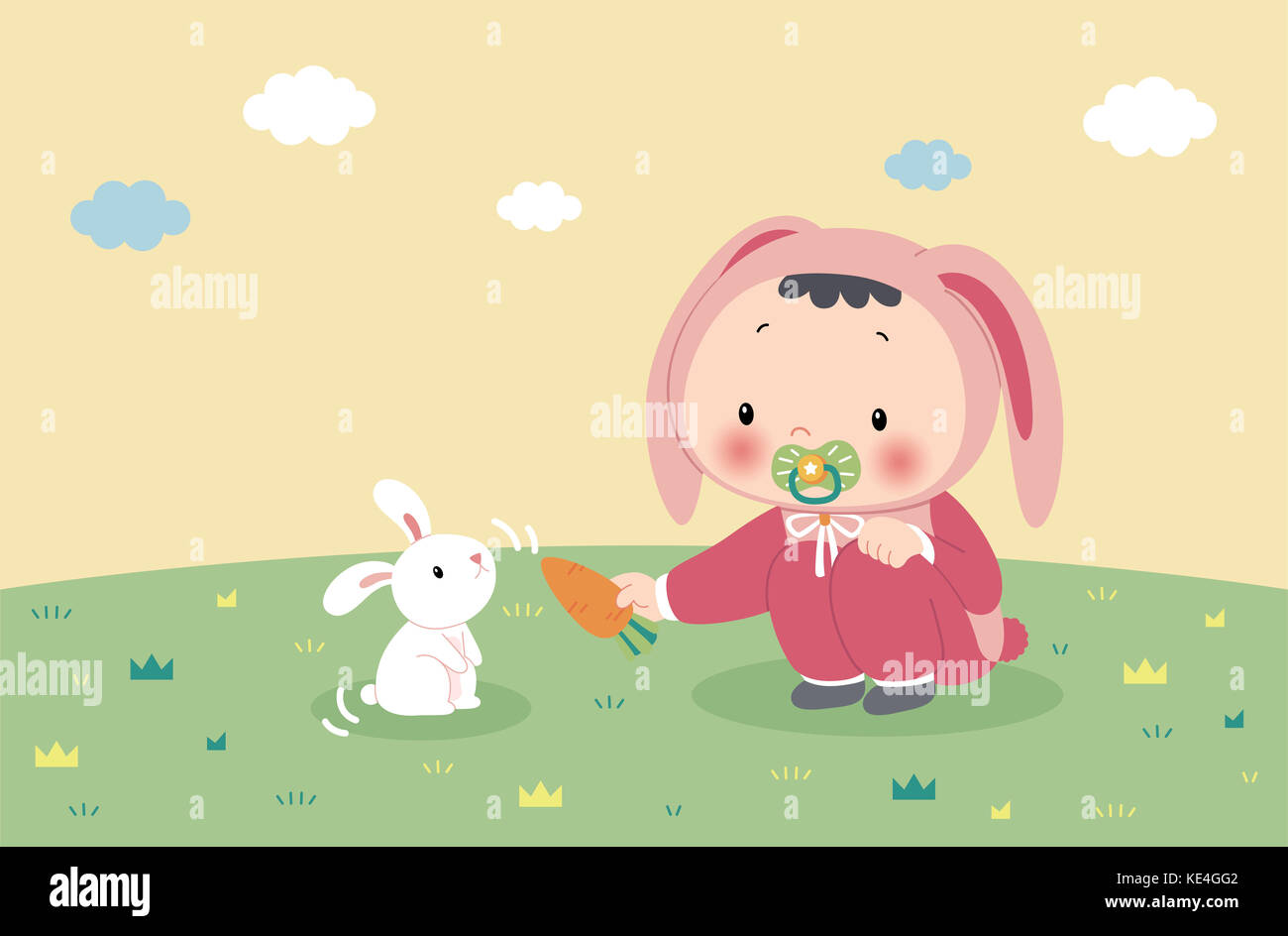 Smiling cute toddler feeding a rabbit Stock Photo - Alamy