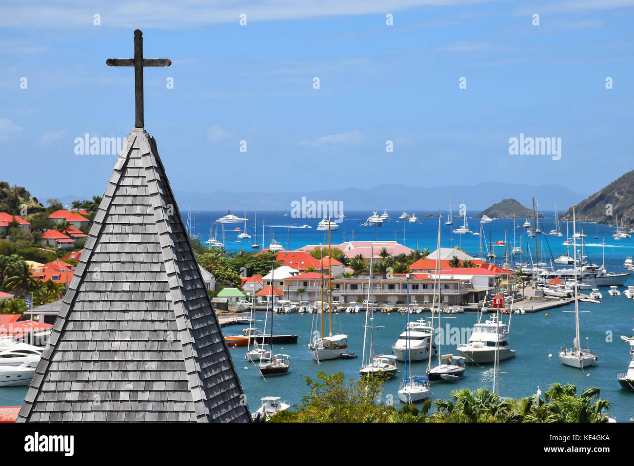 Harbor view of Gustavia, St. Barts (Saint Barthélemy) Stock Photo