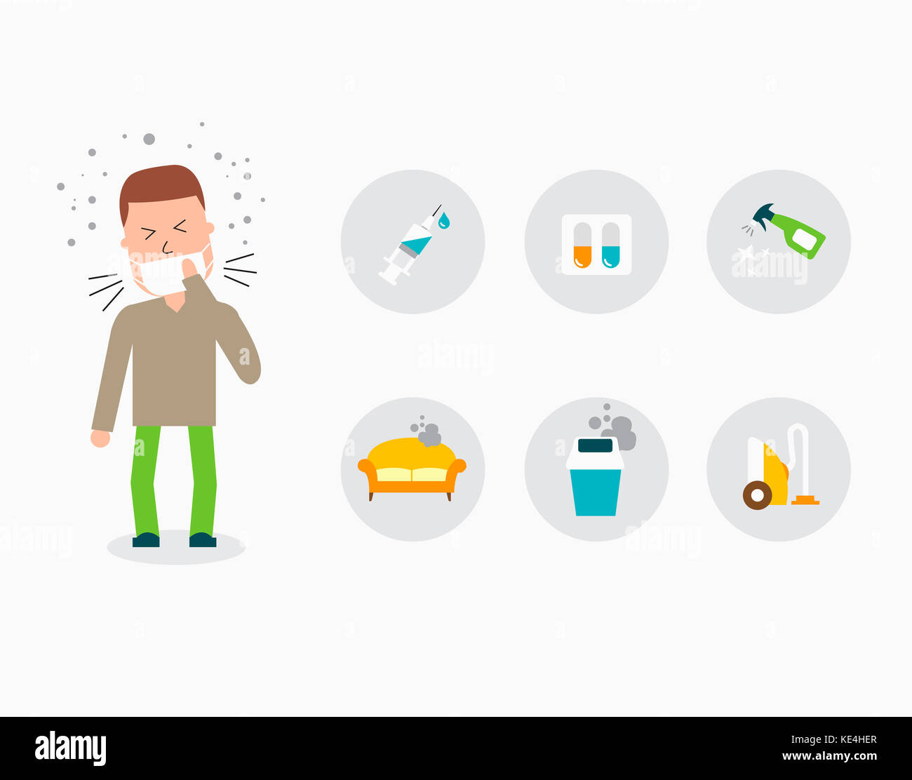 Icons related to fine dust problems Stock Photo
