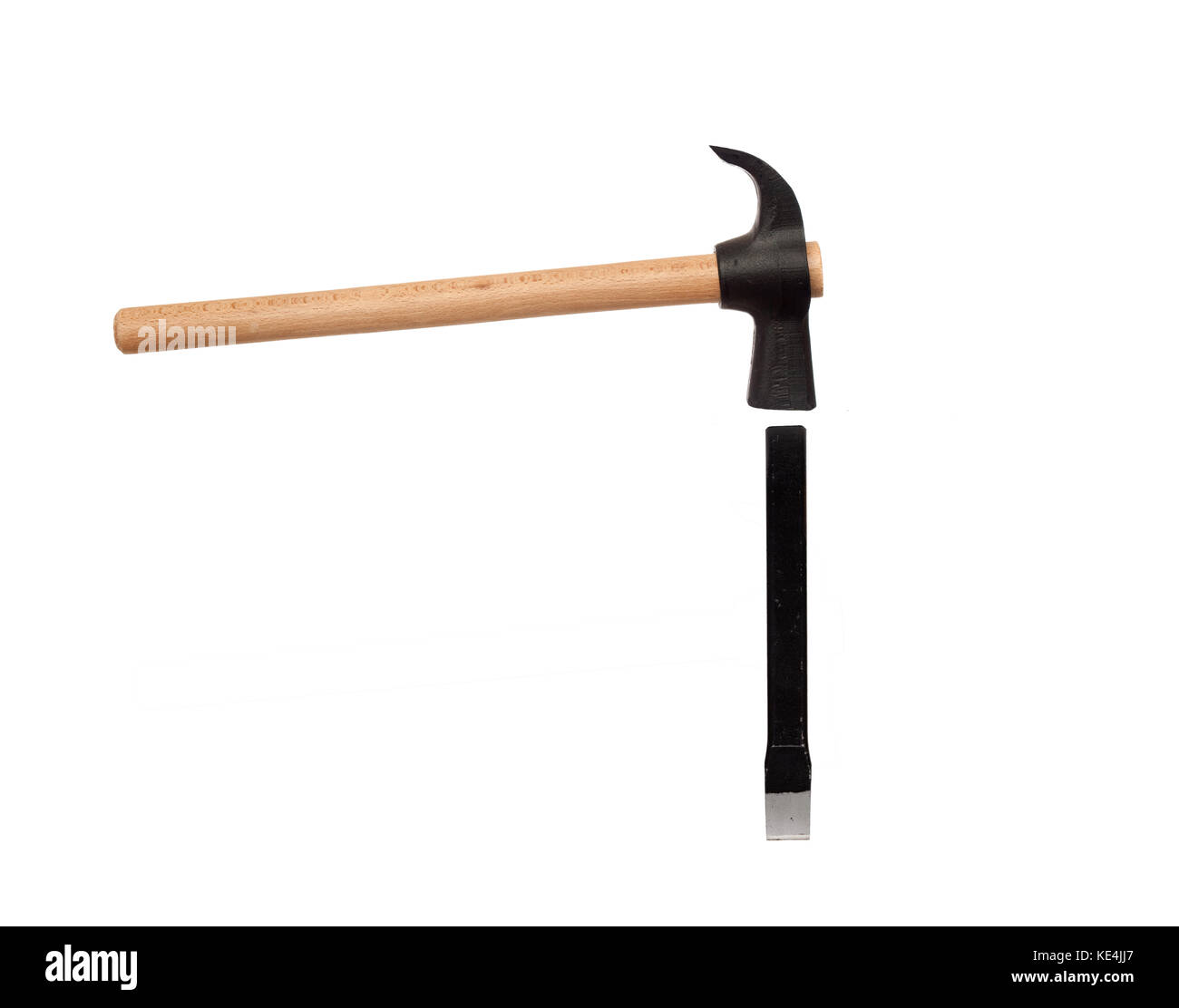 Hammer hitting a chisel isolated on a white background Stock Photo Alamy