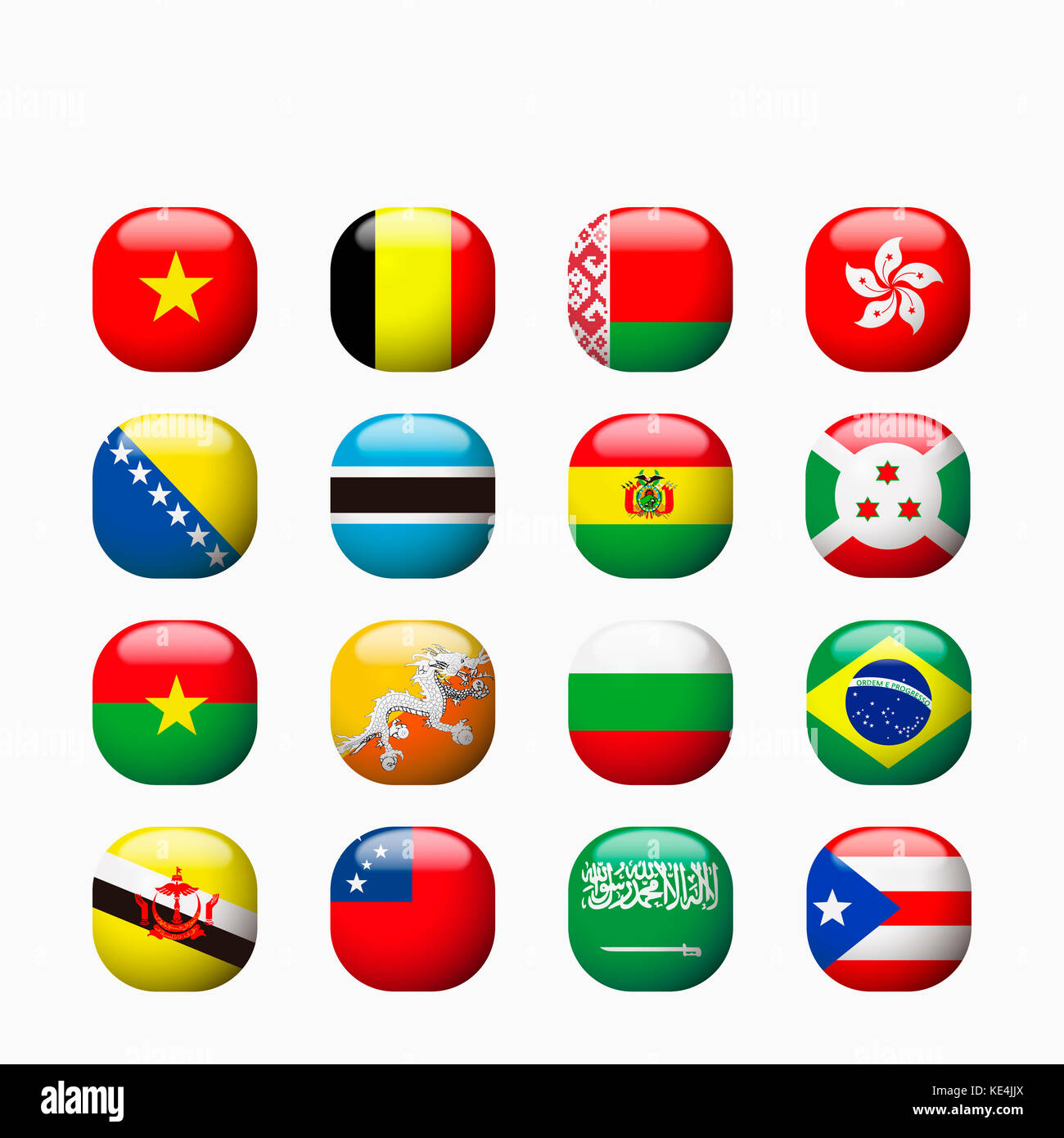Icon set of various national flags Stock Photo Alamy