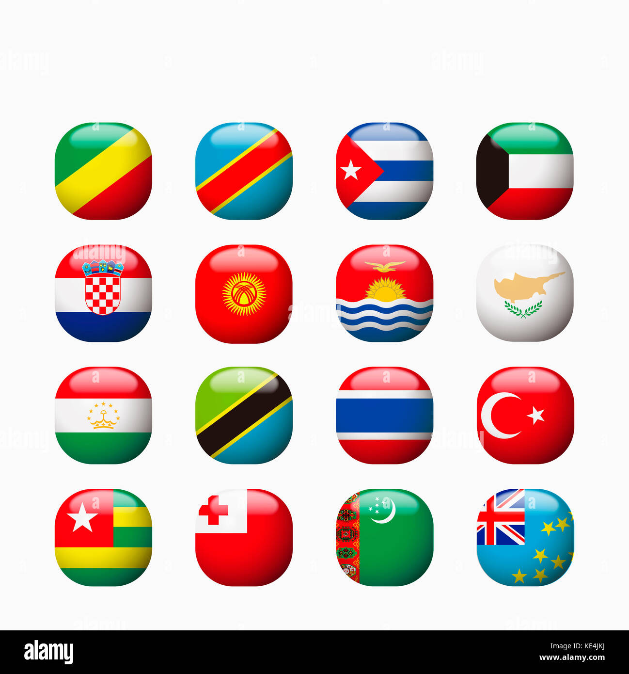 Icon set of various national flags Stock Photo