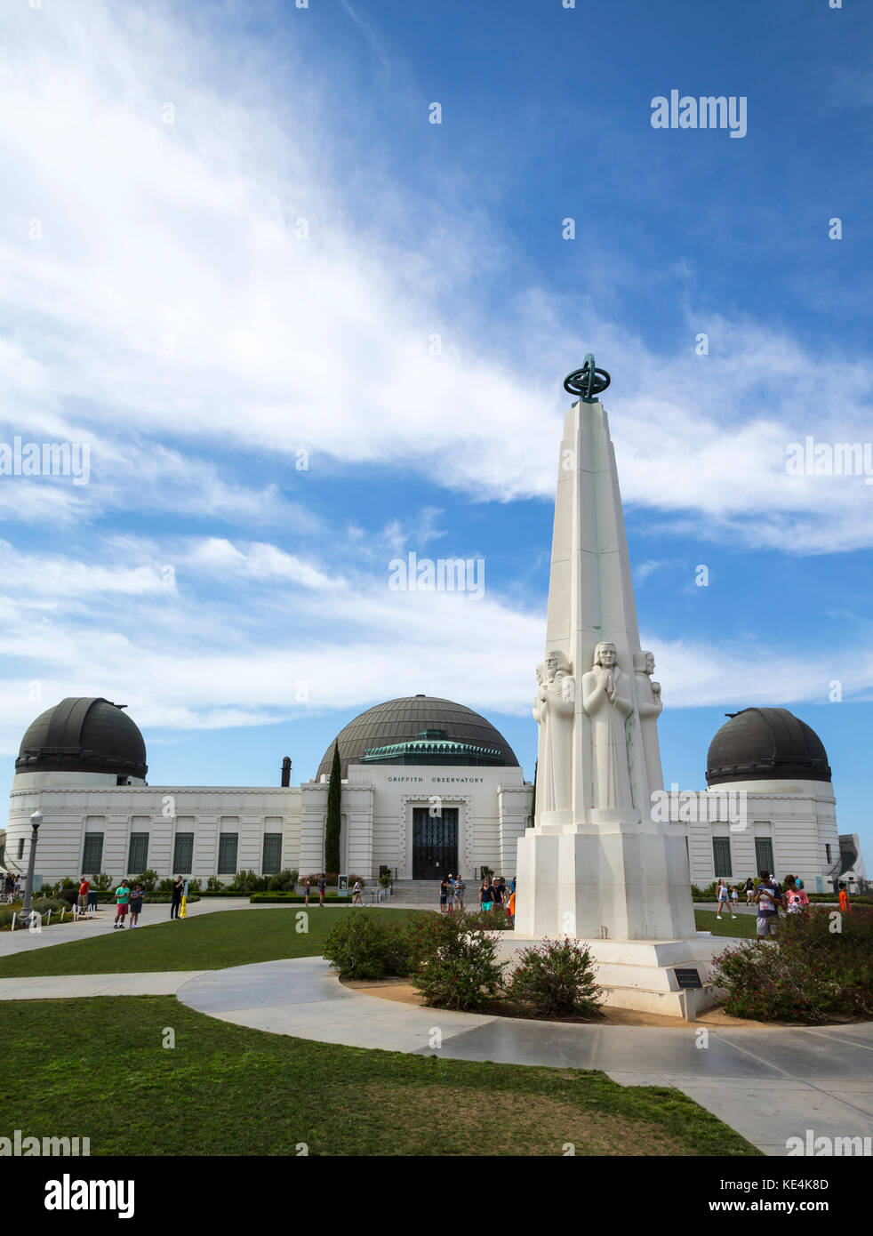 Griffith Observatory is a facility in Los Angeles, California, sitting on the south-facing slope of Mount Hollywood in Los Angeles Stock Photo